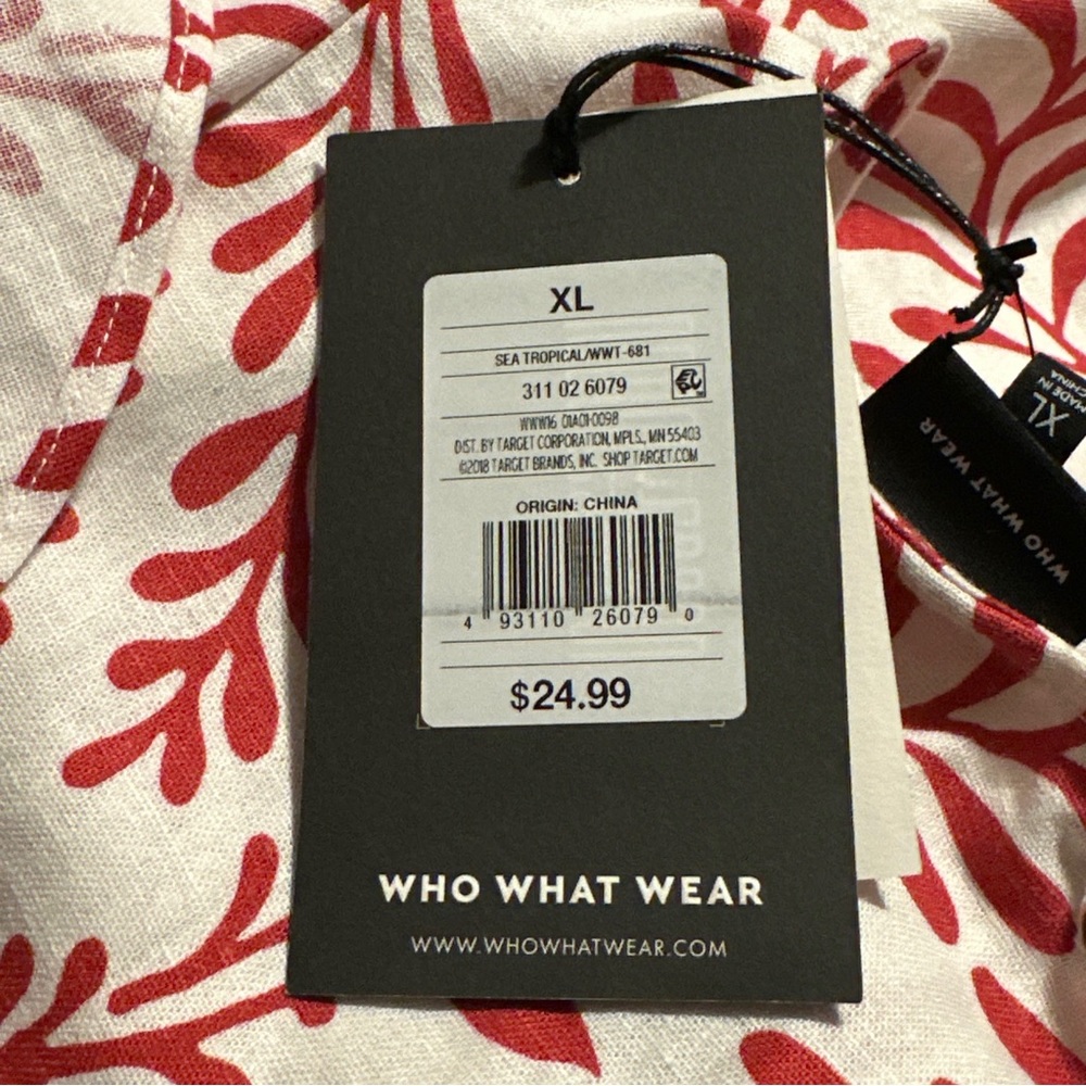 Who What Wear Women’s Red & Off White Linen Blend Sleeveless Ruffle Size XL NWT - Picture 6 of 10